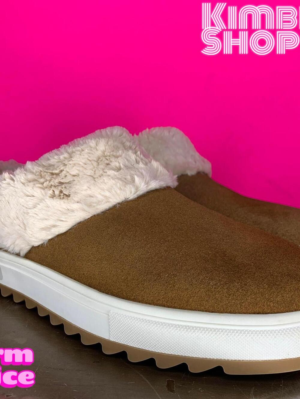 Blondo Suri Waterproof Camel Brown Suede Faux Fur Trim Slip-On Sneaker US 8 UK 6